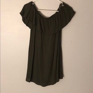 Green off the shoulder dress